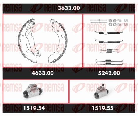 Stabdžių rinkinys, būgniniai stabdžiai REMSA 3633.00