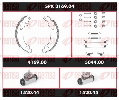 Stabdžių rinkinys, būgniniai stabdžiai REMSA SPK 3169.04