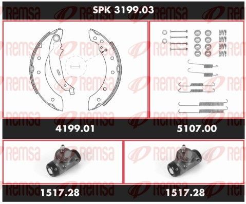 Stabdžių rinkinys, būgniniai stabdžiai REMSA SPK 3199.03