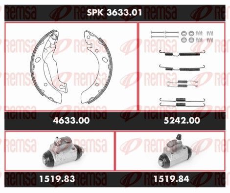 Stabdžių rinkinys, būgniniai stabdžiai REMSA SPK 3633.01