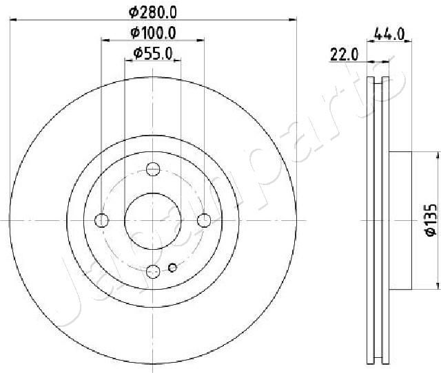 Stabdžių diskas JAPANPARTS DI-370C
