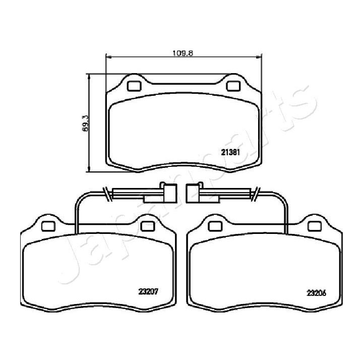 Stabdžių trinkelių rinkinys, diskinis stabdys JAPANPARTS PA-0201AF