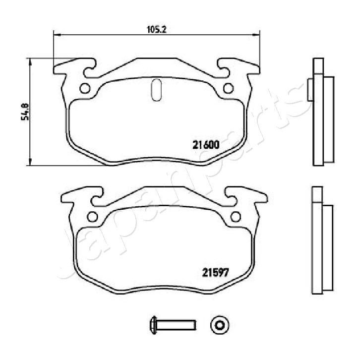 Stabdžių trinkelių rinkinys, diskinis stabdys JAPANPARTS PP-0701AF