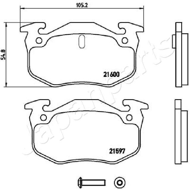 Stabdžių trinkelių rinkinys, diskinis stabdys JAPANPARTS PP-0701AF