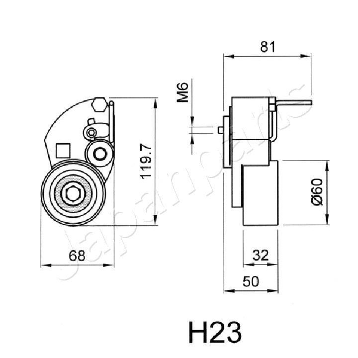 įtempiklis, paskirstymo diržas JAPANPARTS BE-H23
