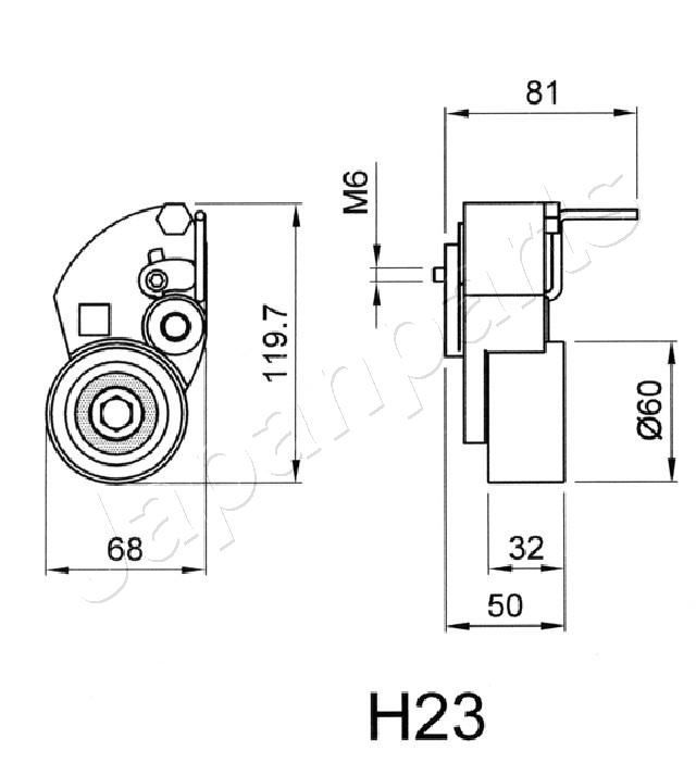 įtempiklis, paskirstymo diržas JAPANPARTS BE-H23