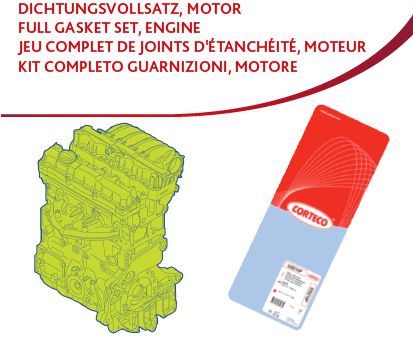 Visas tarpiklių komplektas, variklis CORTECO 437174P
