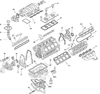 Visas tarpiklių komplektas, variklis ELRING LS Gen III LS6