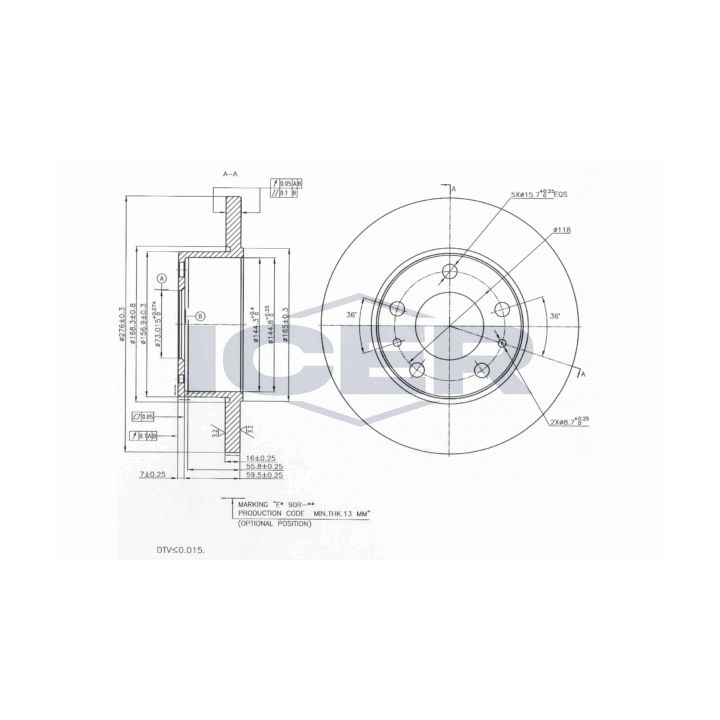 Stabdžių diskas ICER 78BD0020-2