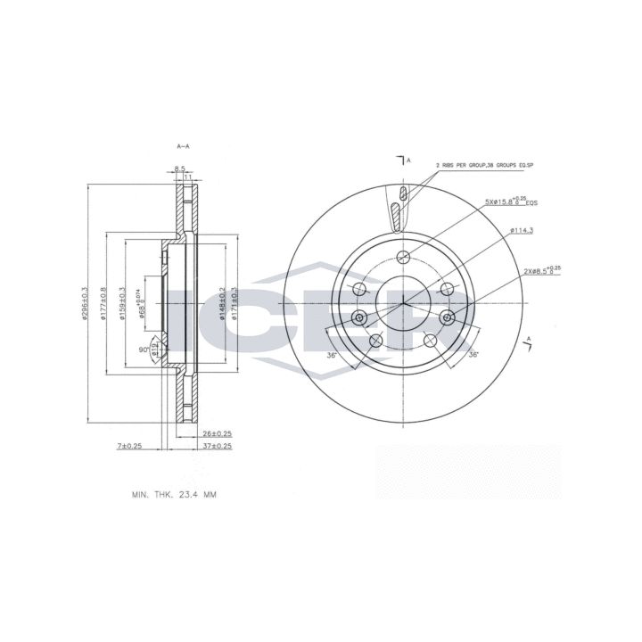 Stabdžių diskas ICER 78BD0036-2
