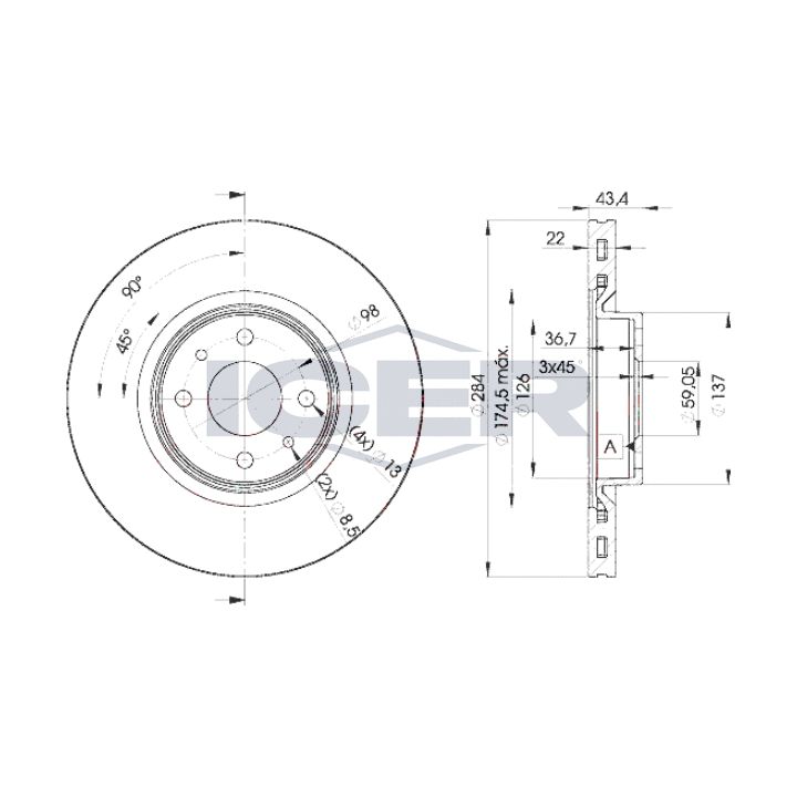 Stabdžių diskas ICER 78BD0356-2