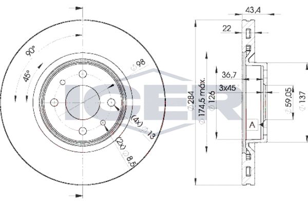 Stabdžių diskas ICER 78BD0356-2