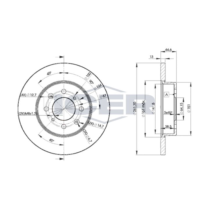 Stabdžių diskas ICER 78BD0841-2