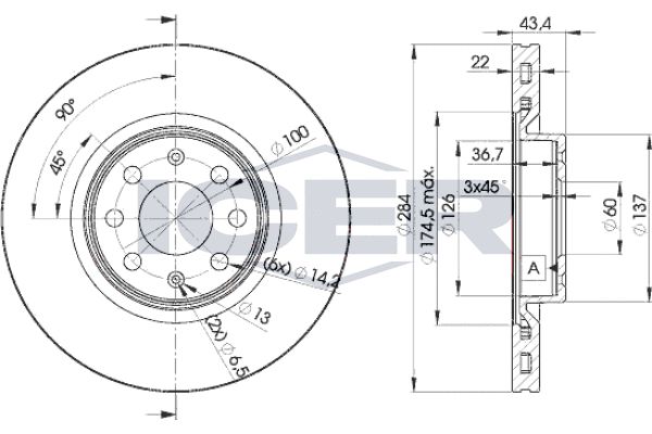 Stabdžių diskas ICER 78BD0922-2