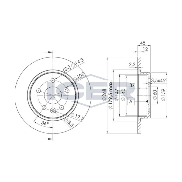 Stabdžių diskas ICER 78BD1560-2