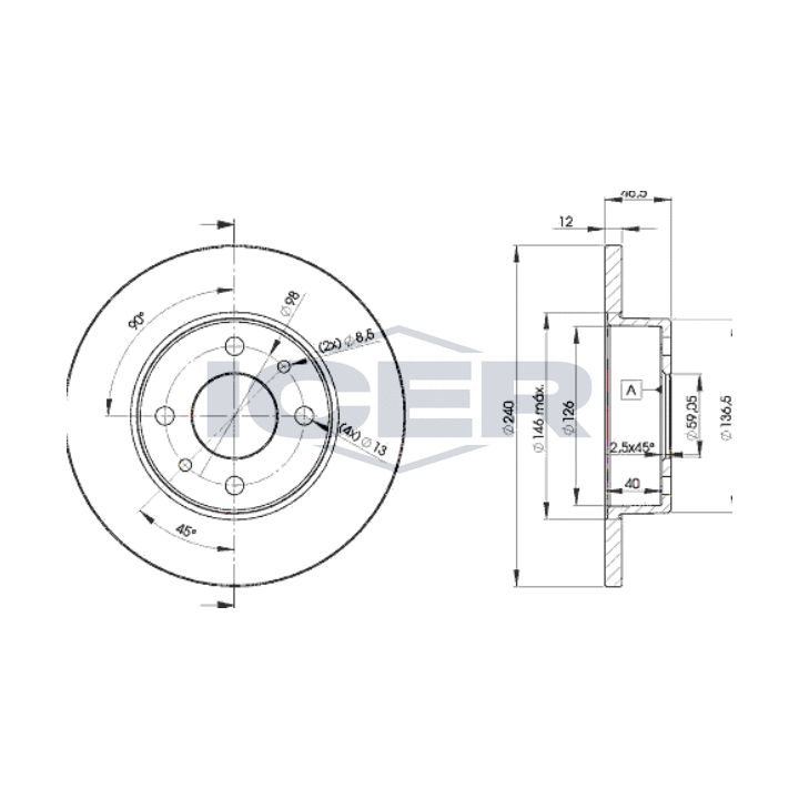 Stabdžių diskas ICER 78BD1815-2