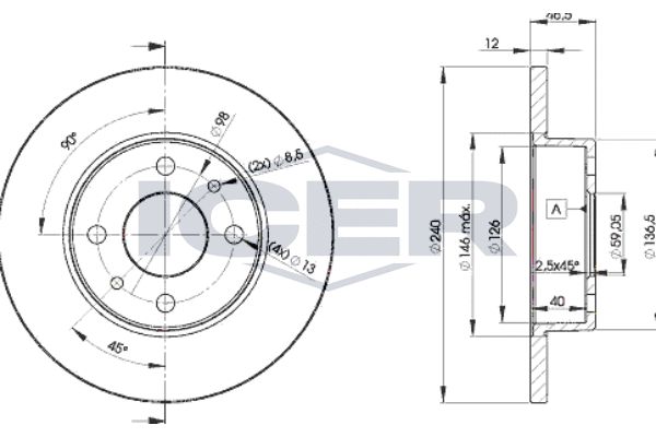 Stabdžių diskas ICER 78BD1815-2