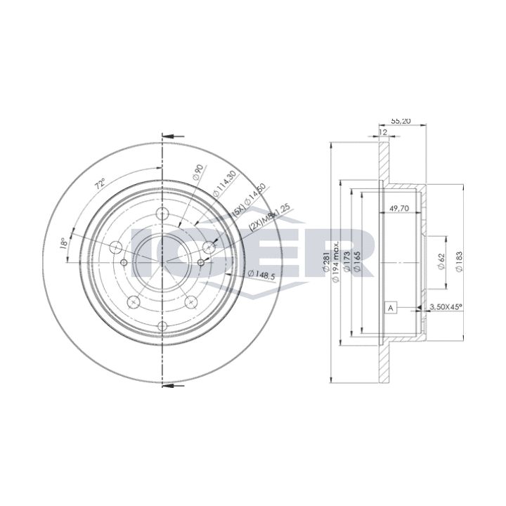 Stabdžių diskas ICER 78BD2882-2