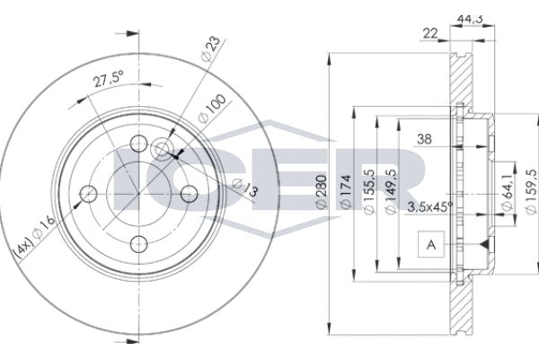 Stabdžių diskas ICER 78BD2893-2
