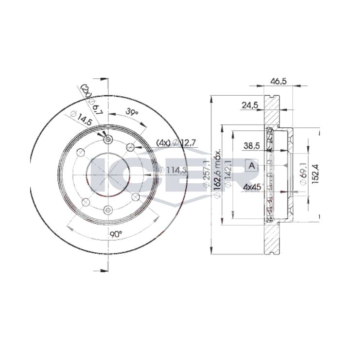 Stabdžių diskas ICER 78BD2902-2