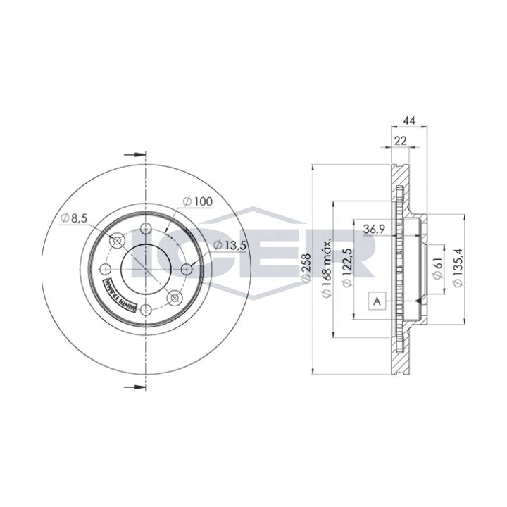 Stabdžių diskas ICER 78BD3108-2