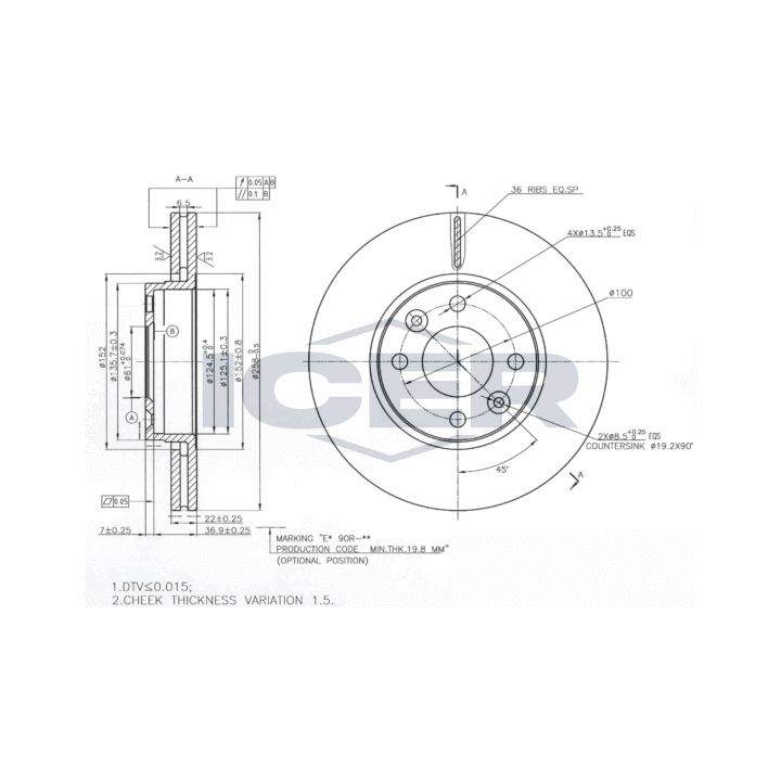 Stabdžių diskas ICER 78BD3110-2