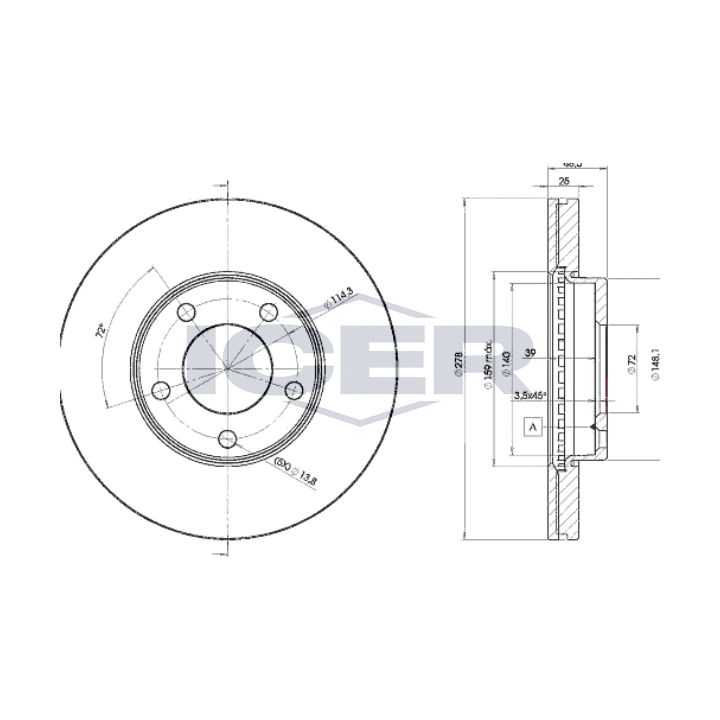 Stabdžių diskas ICER 78BD3272-2