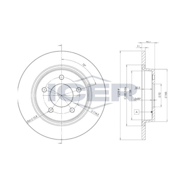 Stabdžių diskas ICER 78BD3276-2