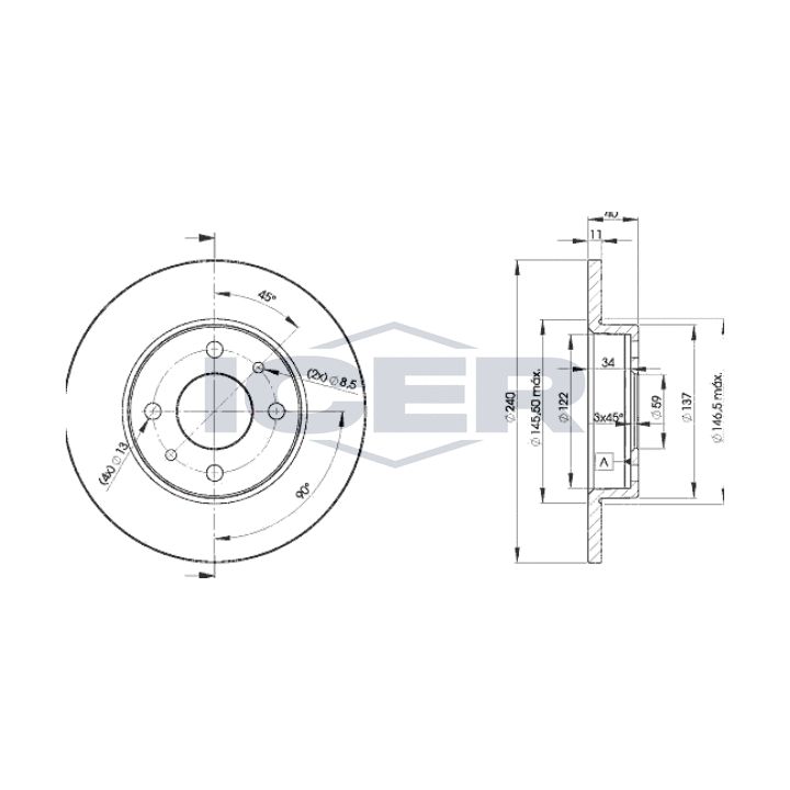 Stabdžių diskas ICER 78BD3465-2