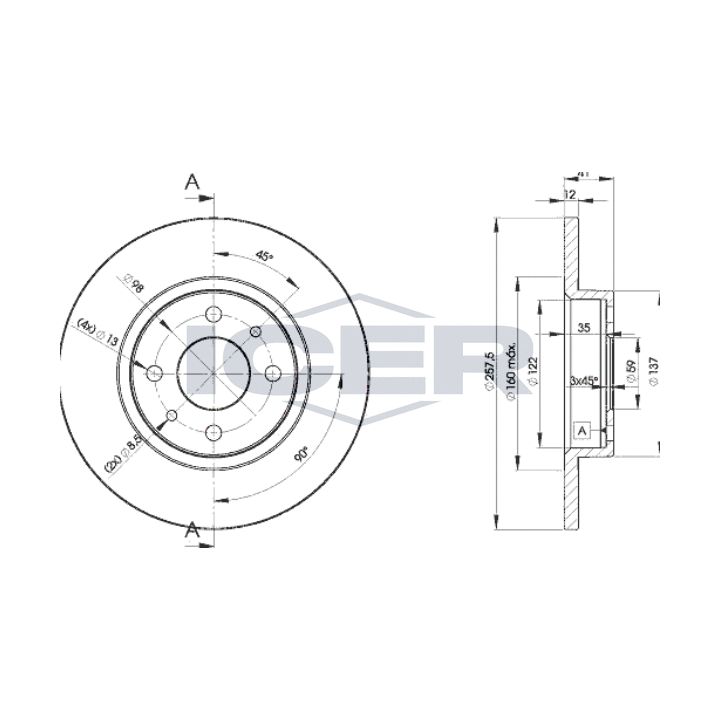 Stabdžių diskas ICER 78BD3466-2