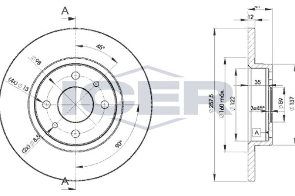 Stabdžių diskas ICER 78BD3466-2