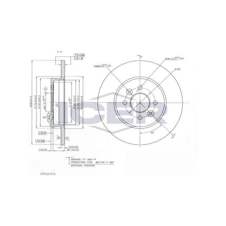 Stabdžių diskas ICER 78BD3574-2