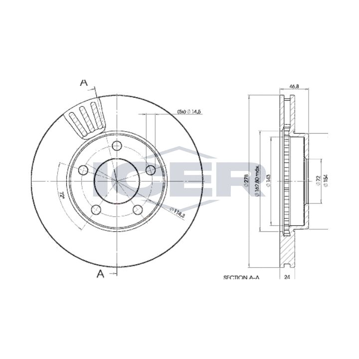 Stabdžių diskas ICER 78BD4093-2