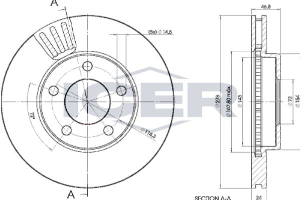 Stabdžių diskas ICER 78BD4093-2