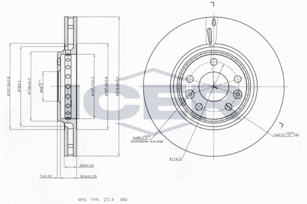 Stabdžių diskas ICER 78BD4162-2