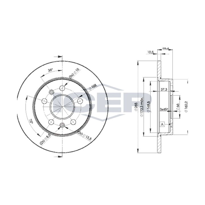 Stabdžių diskas ICER 78BD4296-2