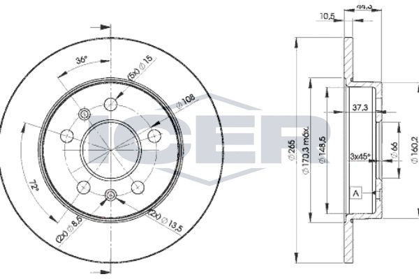 Stabdžių diskas ICER 78BD4296-2