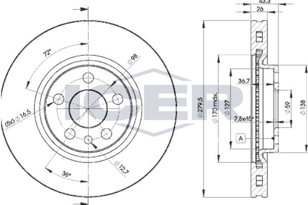 Stabdžių diskas ICER 78BD4620-2