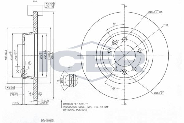 Stabdžių diskas ICER 78BD4623-2