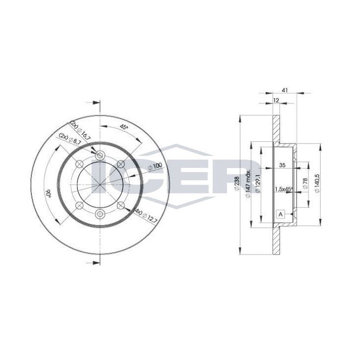 Stabdžių diskas ICER 78BD4706-2