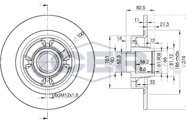 Stabdžių diskas ICER 78BD6328-1