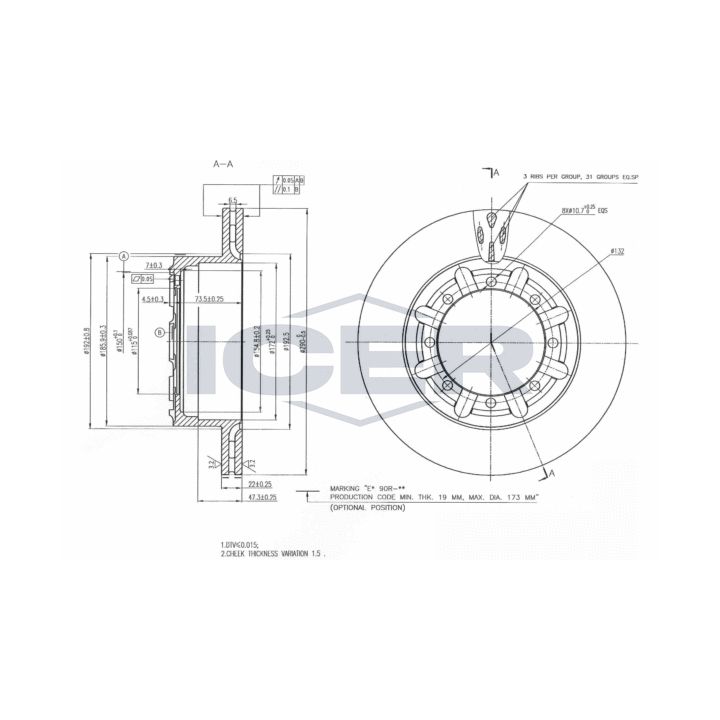 Stabdžių diskas ICER 78BD6330-1