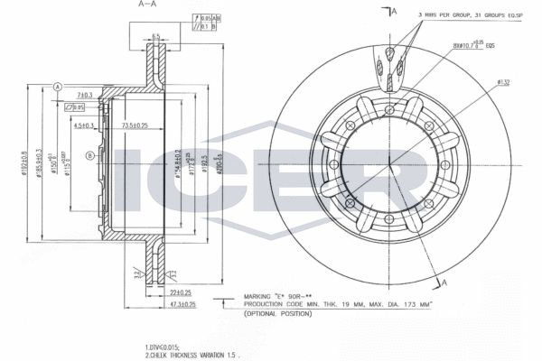 Stabdžių diskas ICER 78BD6330-1
