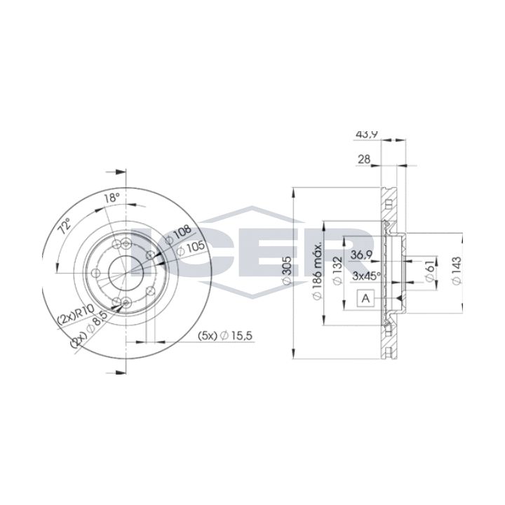 Stabdžių diskas ICER 78BD6673-2