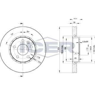 Stabdžių diskas ICER 78BD6845-2