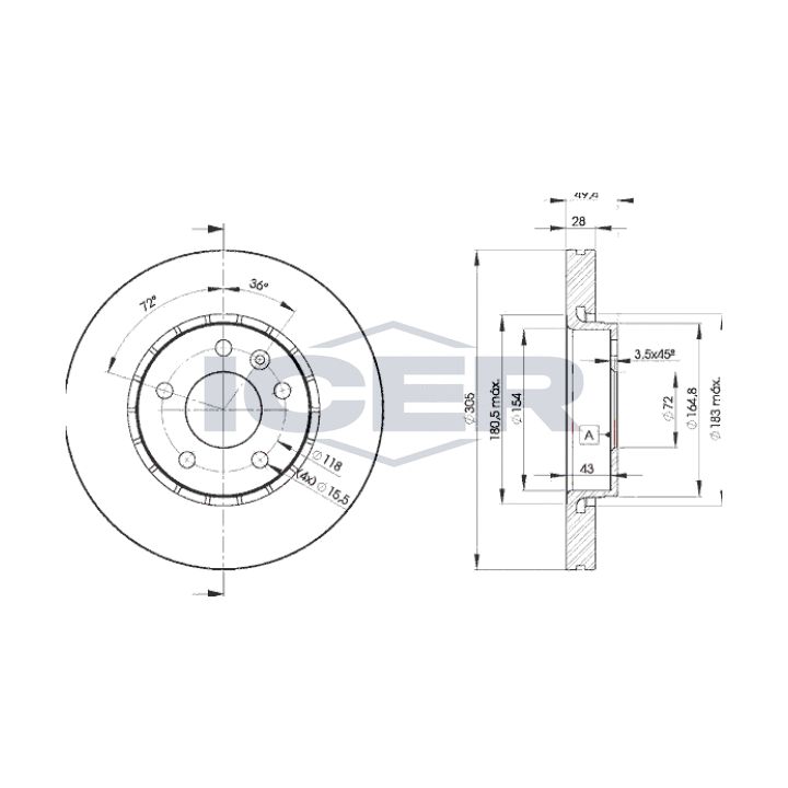 Stabdžių diskas ICER 78BD6845-2