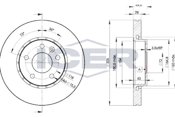 Stabdžių diskas ICER 78BD6845-2