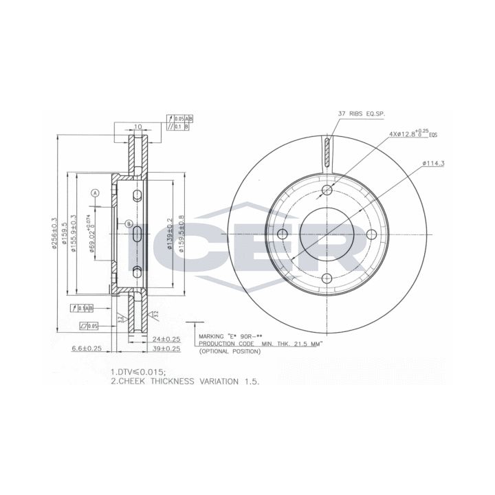 Stabdžių diskas ICER 78BD7036-2