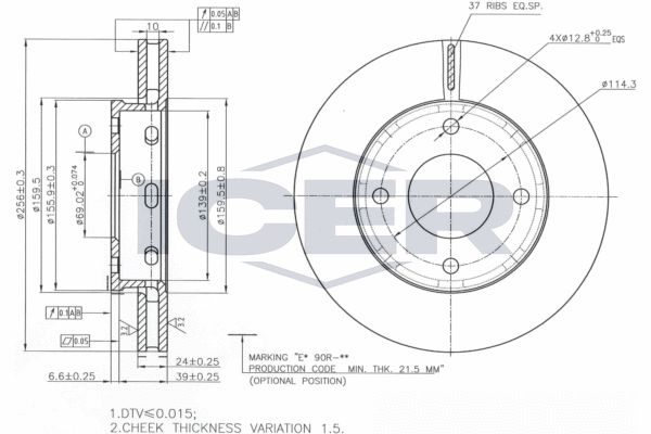 Stabdžių diskas ICER 78BD7036-2