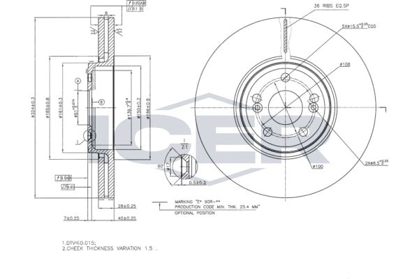 Stabdžių diskas ICER 78BD7357-2